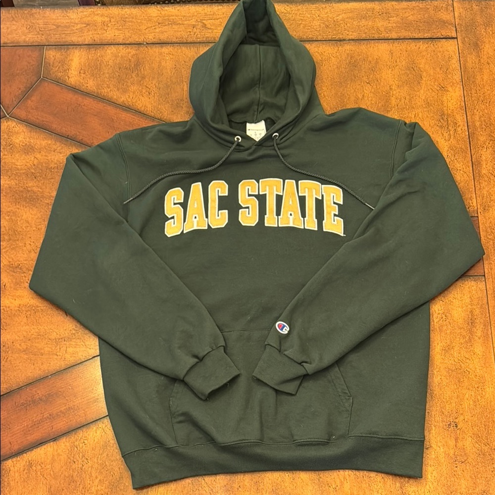 Champion Green Sacramento State Collegiate Sweater with Hood Size Large